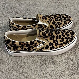 Vans Tan Leopard Slip-On Sneakers
